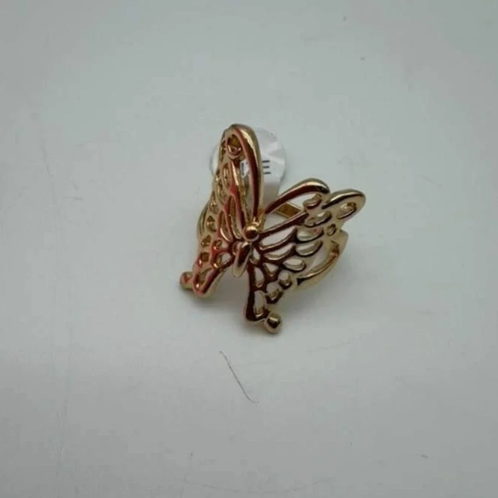 Gold Tone‎ Butterfly Statement Ring – Adjustable Size 7